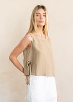 SANDRA SLEEVELESS LINEN TOP