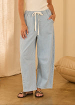 ISABEL STRIPED BARREL PANTS