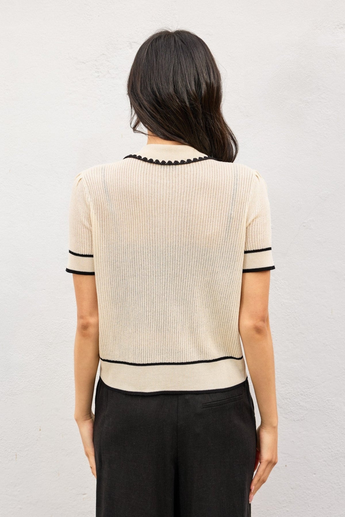 STASSIE CREAM KNIT TOP