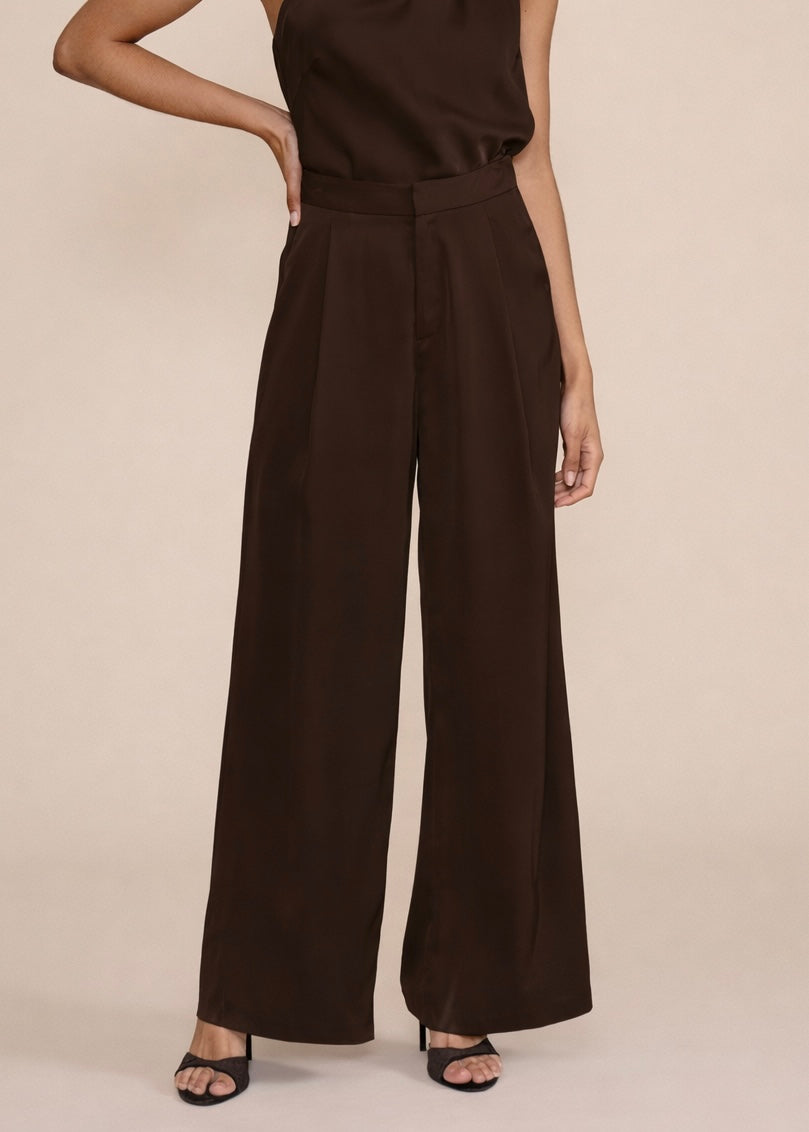 REGINA BROWN SATIN PANT