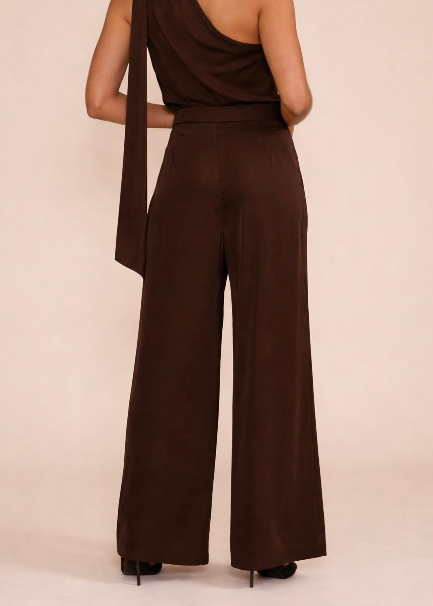 REGINA BROWN SATIN PANT