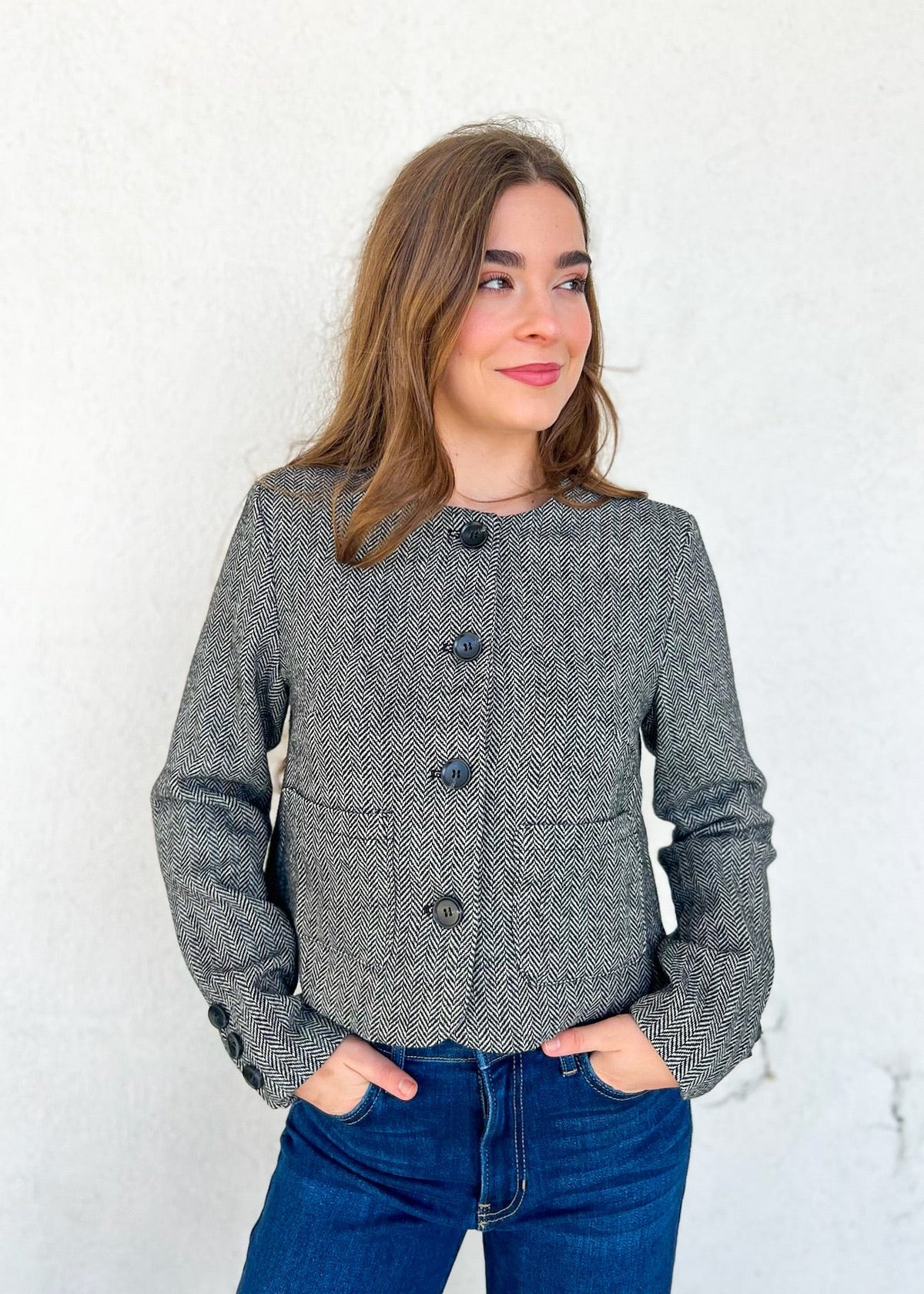 SYLVIE HERRINGBONE JACKET