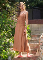 LUNA SHIRRED MIDI DRESS