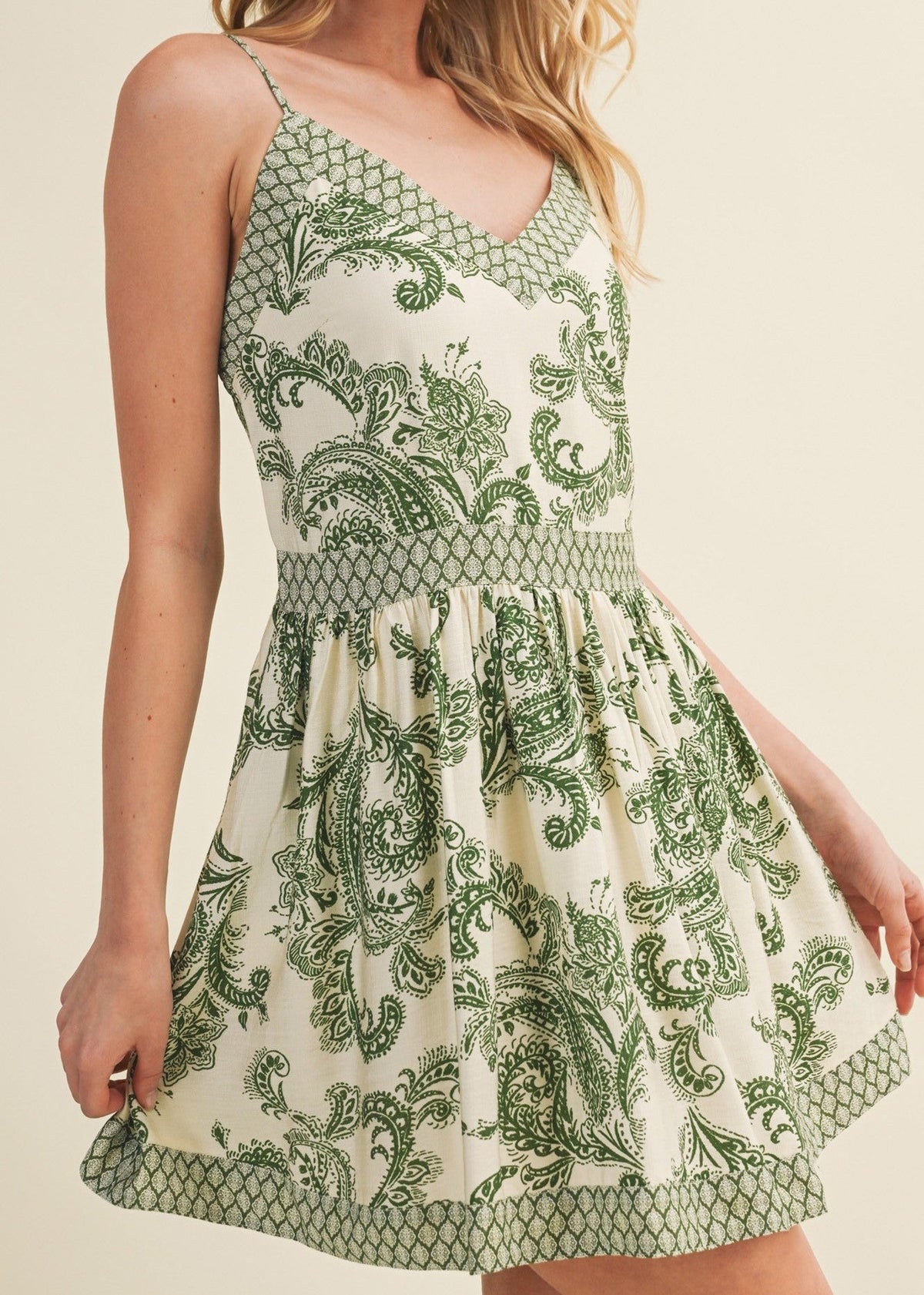 PAISLEY SLEEVELESS MINI DRESS