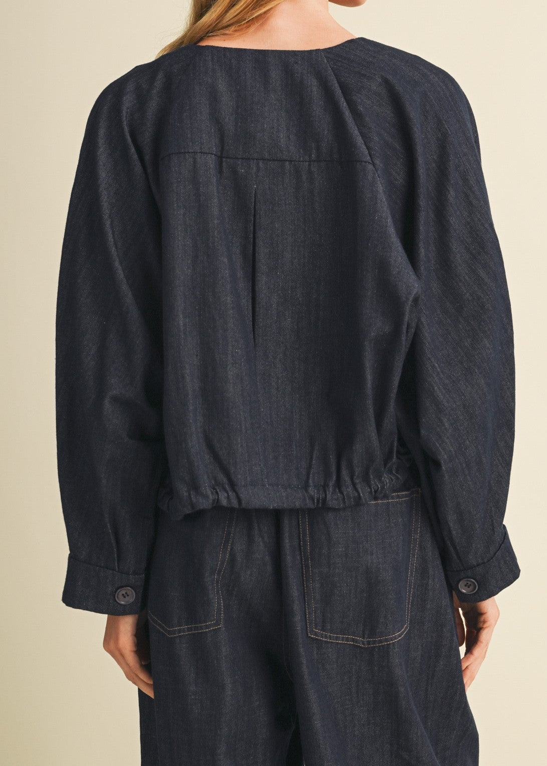 RAMONA COLLARLESS DENIM JACKET