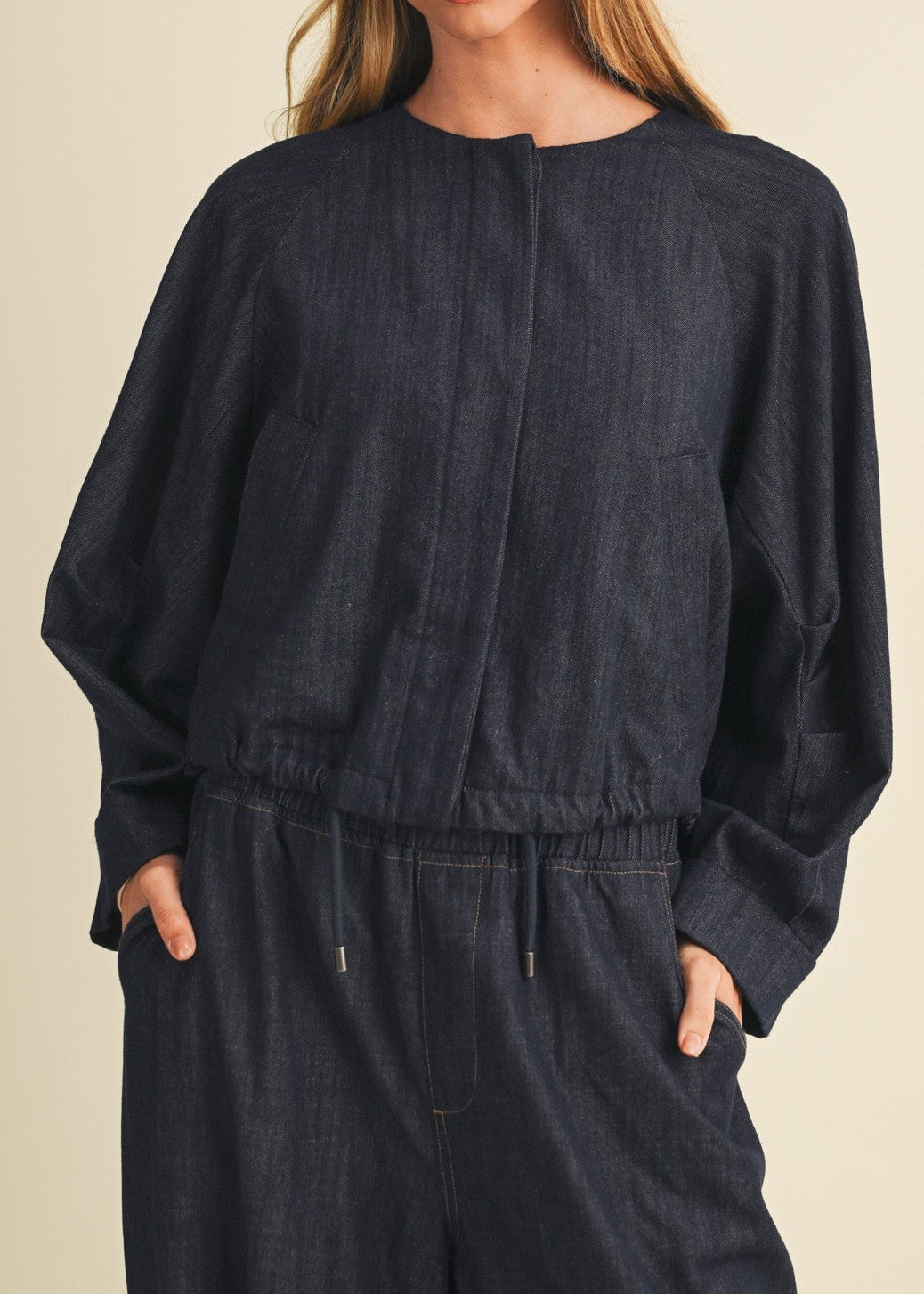 RAMONA COLLARLESS DENIM JACKET