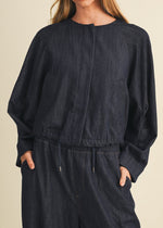 RAMONA COLLARLESS DENIM JACKET